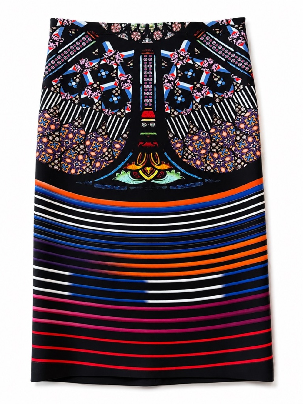 Clover Canyon Black Multicolor Geometric & Stripe Pencil Skirt